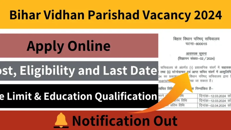 Bihar Vidhan Parishad Vacancy 2024 Apply Online, Post, Eligibility and Last Date