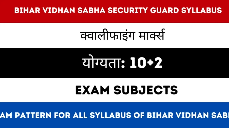 Bihar Vidhan Sabha Security Guard Syllabus 2024 and Exam Pattern for All Syllabus of Bihar Vidhan Sabha