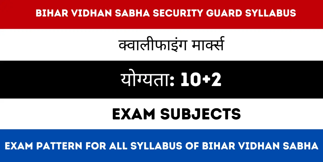 Bihar Vidhan Sabha Security Guard Syllabus 2024 and Exam Pattern for All Syllabus of Bihar Vidhan Sabha